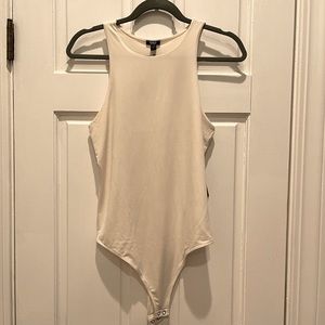 Express Body Contour Double Layer High Neck Thong Bodysuit